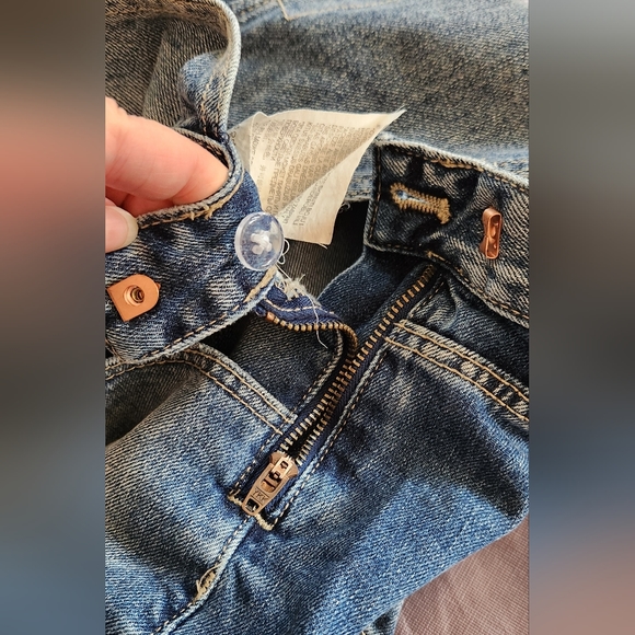 Zara Overalls TRF Blue Denim Womens Shorts Size L With Zipper On The Side - Picture 10 of 16